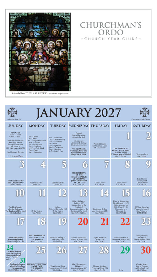 2027 Churchman's Ordo Kalendar (January 2027 through December 2027) by Ashby Company, 9781640658738