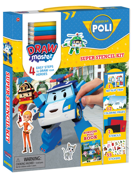 Drawmaster Robocar Poli: Super Stencil Kit (4 Easy Steps to Draw your Heroes) by Roi Visuals, CrackBoom! Books, 9782898020933