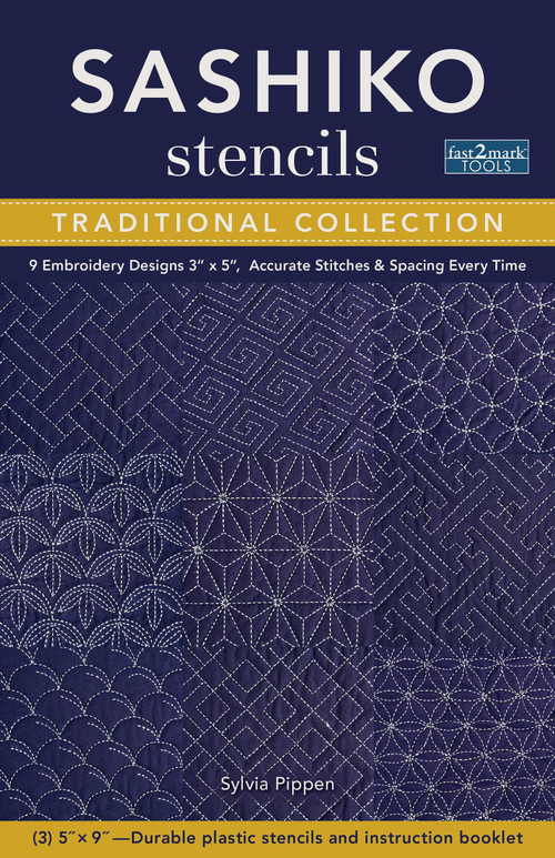 Sashiko Stencils, Traditional Collection (9 Embroidery Designs 3" x 5", Accurate Stitches & Spacing Every Time) by Sylvia Pippen, 9781644030936