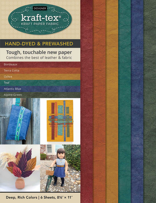 kraft-tex Designer Sampler 6 Deep, Rich Colors Hand-Dyed & Prewashed (Kraft Paper Fabric, 6 Sheets 8.5" x 11'') by C&T Publishing, 9781644034071