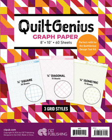 QuiltGenius Graph Paper (8" x 10", 60 Sheets; 3 Grid Styles, 1/4" Square (30 Sheets), 1/4" Diagonal (15 Sheets) & 1/4" Isometric (15 Sheets)) by C&T Publishing, 9781644035399