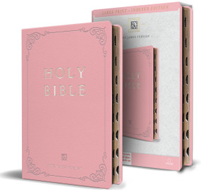 KJV Holy Bible, Large Print Handy Size Format, Pink Premium Imitation Leather with Ribbon Marker, Red Letter, Thumb Index by KING JAMES VERSION, 9798890985552