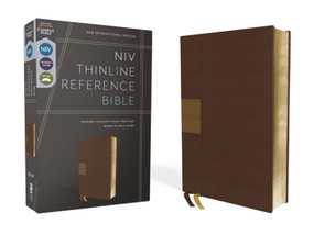 NIV, Thinline Reference Bible (Deep Study at a Portable Size), Leathersoft, Brown, Red Letter, Comfort Print by Zondervan, 9780310462675