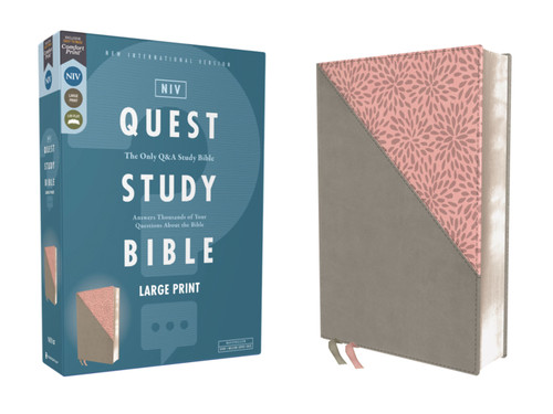 NIV, Quest Study Bible, Large Print, Leathersoft, Gray/Pink, Comfort Print (The Only Q and A Study Bible) by Christianity Today Intl., 9780310465836