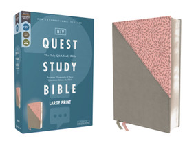 NIV, Quest Study Bible, Large Print, Leathersoft, Gray/Pink, Comfort Print (The Only Q and A Study Bible) by Christianity Today Intl., 9780310465836