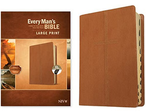 Every Man's Bible NIV, Large Print (LeatherLike, Cross Saddle Tan, Indexed) by Tyndale, Stephen Arterburn, Dean Merrill, 9781496466334