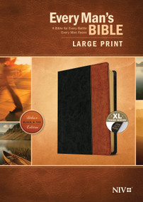 Every Man's Bible NIV, Large Print, TuTone (LeatherLike, Black/Tan, Indexed) by Tyndale, Stephen Arterburn, Dean Merrill, 9781496433534