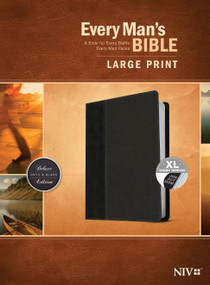 Every Man's Bible NIV, Large Print, TuTone (LeatherLike, Onyx/Black, Indexed) by Tyndale, Stephen Arterburn, Dean Merrill, 9781496433541