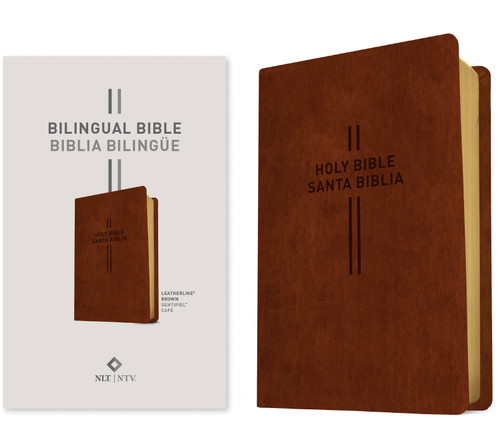 Bilingual Bible / Biblia bilingüe NLT/NTV (LeatherLike, Brown) by Tyndale, 9781496443830