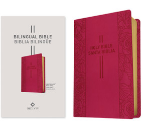 Bilingual Bible / Biblia bilingüe NLT/NTV (LeatherLike, Pink Rose) by Tyndale, 9798400500794