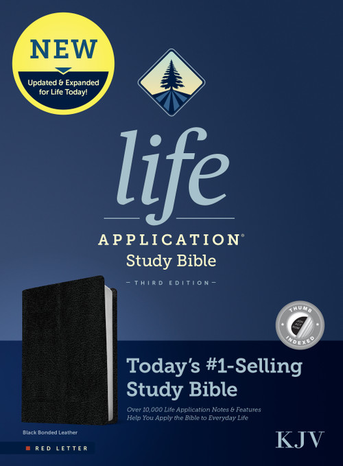 KJV Life Application Study Bible, Third Edition (Bonded Leather, Black, Indexed, Red Letter) by Tyndale, 9781496439802