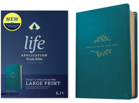 KJV Life Application Study Bible, Third Edition, Large Print (LeatherLike, Teal Blue, Red Letter) by Tyndale, 9781496477422