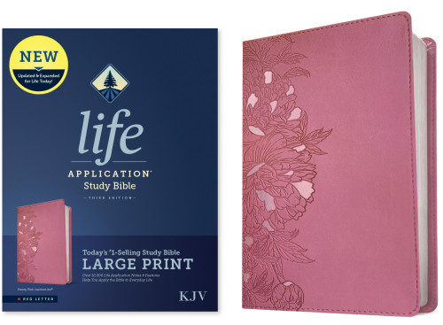 KJV Life Application Study Bible, Third Edition, Large Print (LeatherLike, Peony Pink, Red Letter) by Tyndale, 9781496477446