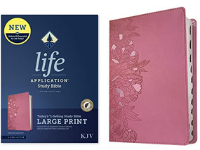 KJV Life Application Study Bible, Third Edition, Large Print (LeatherLike, Peony Pink, Indexed, Red Letter) by Tyndale, 9781496477453