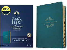 KJV Life Application Study Bible, Third Edition, Large Print (LeatherLike, Teal Blue, Indexed, Red Letter) by Tyndale, 9781496477439