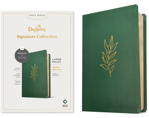 NLT Large Print Thinline Reference Bible, DaySpring Signature Collection, Filament Enabled (LeatherLike, Evergreen, Red Letter) by , 9781496461650