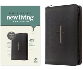 NLT Large Print Thinline Reference Zipper Bible, Filament Enabled (LeatherLike, Black Cross, Red Letter) by New Living Translation, Tyndale, 9781496489982