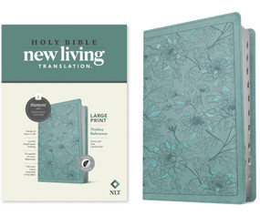 NLT Large Print Thinline Reference Bible, Filament Enabled (LeatherLike, Floral Leaf Teal, Indexed, Red Letter) by New Living Translation, Tyndale, 9781496445353