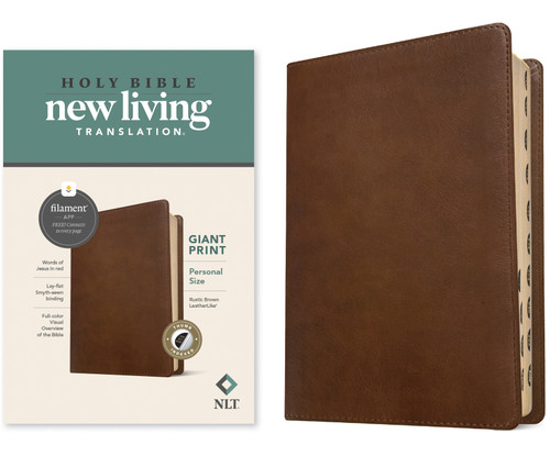 NLT Personal Size Giant Print Bible, Filament Enabled (LeatherLike, Rustic Brown, Indexed, Red Letter) by New Living Translation, Tyndale, 9781496445285