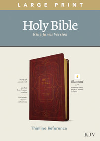 KJV Large Print Thinline Reference Bible, Filament Enabled (LeatherLike, Ornate Burgundy, Red Letter) by Tyndale, 9781496447173
