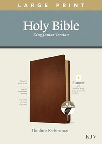 KJV Large Print Thinline Reference Bible, Filament Enabled (Genuine Leather, Brown, Indexed, Red Letter) by Tyndale, 9781496447265