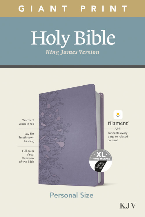 KJV Personal Size Giant Print Bible, Filament Enabled (LeatherLike, Peony Lavender, Indexed, Red Letter) by Tyndale, 9781496447715