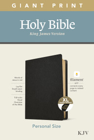 KJV Personal Size Giant Print Bible, Filament Enabled (Genuine Leather, Black, Indexed, Red Letter) by Tyndale, 9781496447760