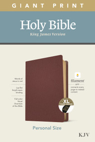 KJV Personal Size Giant Print Bible, Filament Enabled (Genuine Leather, Burgundy, Indexed, Red Letter) by Tyndale, 9781496447777