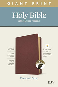 KJV Personal Size Giant Print Bible, Filament Enabled (Genuine Leather, Burgundy, Indexed, Red Letter) by Tyndale, 9781496447777