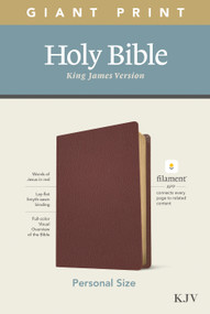 KJV Personal Size Giant Print Bible, Filament Enabled (Genuine Leather, Burgundy, Red Letter) by Tyndale, 9781496447753
