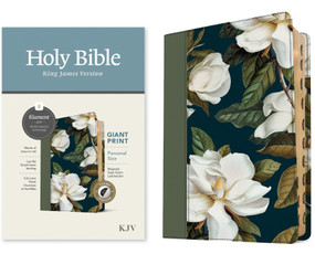 KJV Personal Size Giant Print Bible, Filament Enabled (LeatherLike, Magnolia Sage Green, Indexed, Red Letter) by Tyndale, 9781496480095