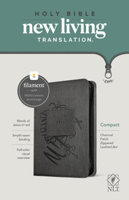 NLT Compact Zipper Bible, Filament Enabled (LeatherLike, Charcoal Patch, Red Letter) by New Living Translation, Tyndale, 9781496455512