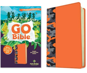 NLT GO Bible for Kids (with Glow-in-the-Dark Features) (LeatherLike, Orange Camo) (A Life-Changing Bible for Kids) by New Living Translation, Tyndale, 9798400519154