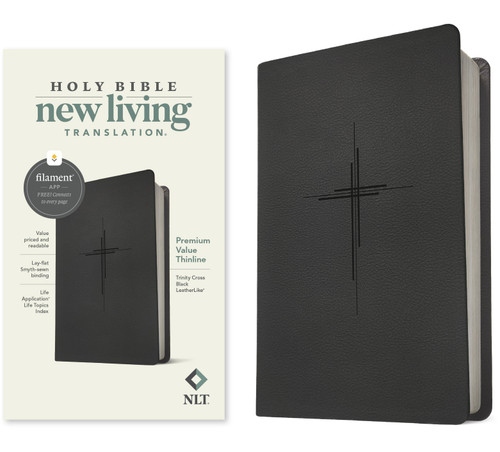 NLT Premium Value Thinline Bible, Filament Enabled (LeatherLike, Trinity Cross Black) by New Living Translation, Tyndale, 9781496484772