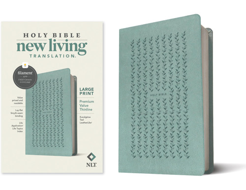 NLT Large Print Premium Value Thinline Bible, Filament Enabled (LeatherLike, Eucalyptus Teal) by New Living Translation, Tyndale, 9781496458094