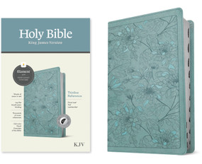 KJV Thinline Reference Bible, Filament Enabled (LeatherLike, Floral Leaf Teal, Indexed, Red Letter) by Tyndale, 9781496460523