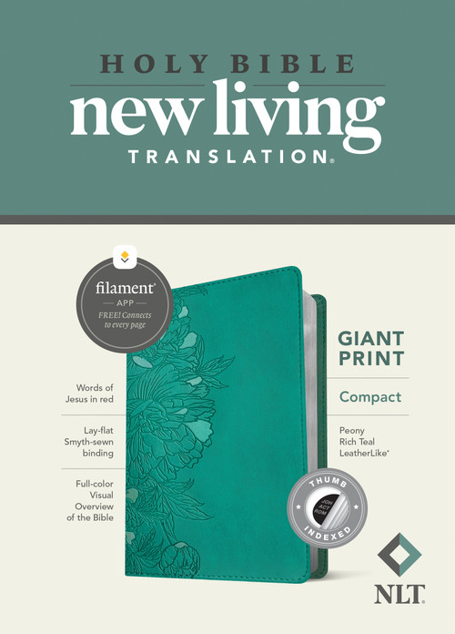 NLT Compact Giant Print Bible, Filament Enabled (LeatherLike, Peony Rich Teal, Indexed, Red Letter) by New Living Translation, Tyndale, 9781496460615