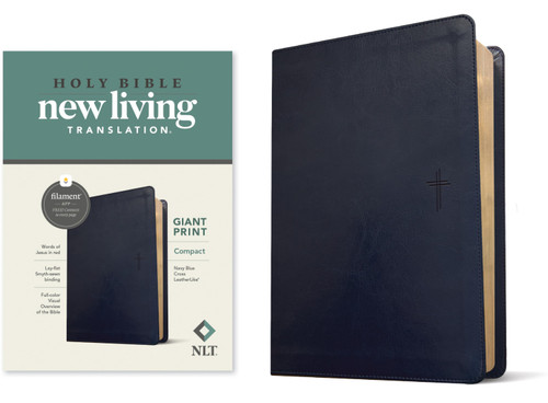 NLT Compact Giant Print Bible, Filament Enabled (LeatherLike, Navy Blue Cross, Red Letter) by New Living Translation, Tyndale, 9781496460646