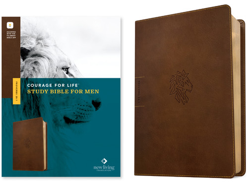 NLT Courage For Life Study Bible for Men, Filament Enabled (LeatherLike, Rustic Brown Lion) by New Living Translation, Tyndale, Courage for Life, Ann White, Robbie Goss, 9781496475558