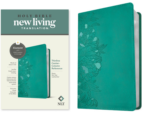 NLT Thinline Center-Column Reference Bible, Filament Enabled (LeatherLike, Peony Rich Teal, Red Letter) by New Living Translation, Tyndale, 9781496479068