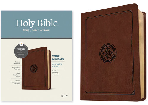 KJV Wide Margin Bible, Filament Enabled (LeatherLike, Dark Brown Medallion, Red Letter) by Tyndale, 9781496479150