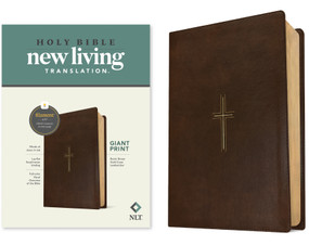 NLT Giant Print Bible, Filament Enabled (LeatherLike, Rustic Brown Gold Cross, Red Letter) by New Living Translation, Tyndale, 9798400509803