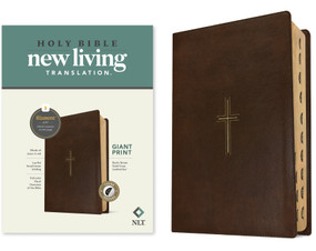 NLT Giant Print Bible, Filament Enabled (LeatherLike, Rustic Brown Gold Cross, Indexed, Red Letter) by New Living Translation, Tyndale, 9798400509810