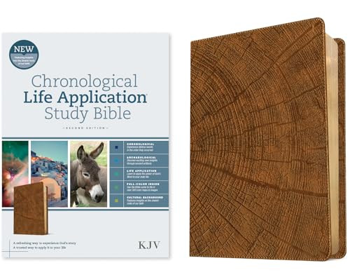 KJV Chronological Life Application Study Bible, Second Edition (LeatherLike, Heritage Oak Camel) by Tyndale, 9781496489562