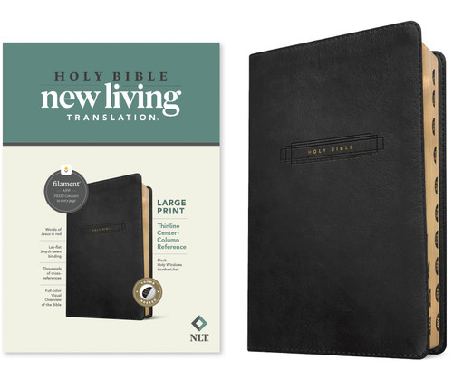 NLT Large Print Thinline Center-Column Reference Bible, Filament Enabled (LeatherLike, Black Holy Windows, Indexed, Red Letter) by New Living Translation, Tyndale, 9781496489951