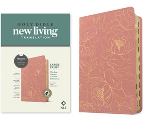 NLT Large Print Thinline Center-Column Reference Bible, Filament Enabled (LeatherLike, Pink Gold Floral, Indexed, Red Letter) by New Living Translation, Tyndale, 9781496489975