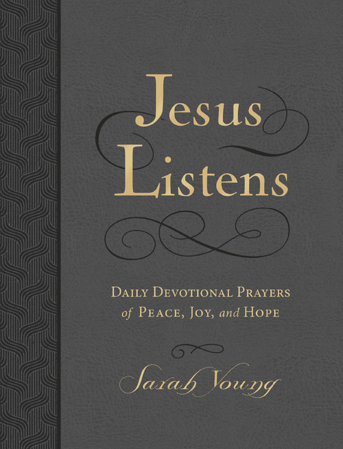 Jesus Listens, Large Text Leathersoft, Charcoal, with Full Scriptures by Sarah Young, 9781400249336