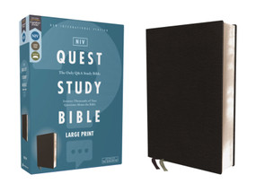 NIV, Quest Study Bible, Large Print, Bonded Leather, Black, Comfort Print (The Only Q and A Study Bible) by Christianity Today Intl., 9780310465812