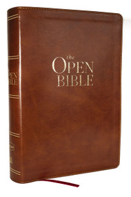The Open Bible: Read and Discover the Bible for Yourself (KJV, Brown Leathersoft, Red Letter, Comfort Print), 9781400352401