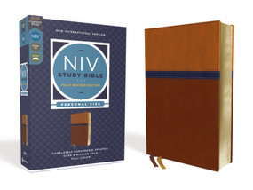 NIV Study Bible, Fully Revised Edition (Study Deeply. Believe Wholeheartedly.), Personal Size, Leathersoft, Brown/Blue, Red Letter, Comfort Print by Kenneth L. Barker, Mark L. Strauss, Jeannine K. Brown, Craig L. Blomberg, Michael Williams, Zondervan, 9780310449126